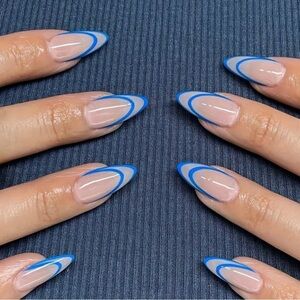 Press On Blue French Nails NIB